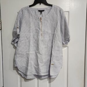 Ellen Tracy Blue and White Striped Blouse